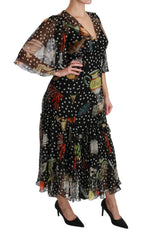 Women's Black Sea Fish Sicily A-Line Shift Dress Silk