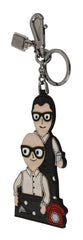 Women's Leather Dominico Stefano #dgfamily Logo Badge Keychain Black Brass Chain And Clasp Accessory