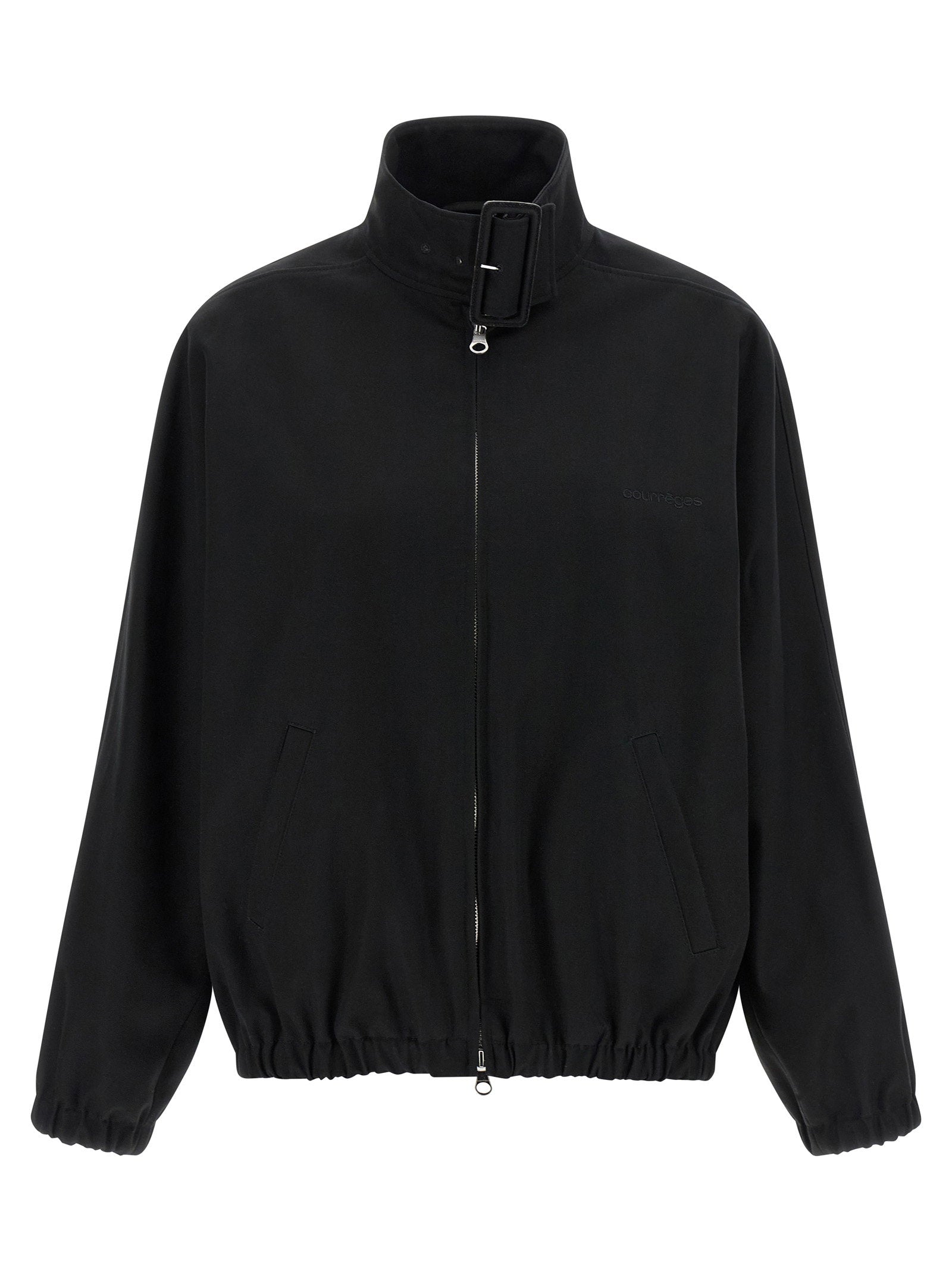Courreges Buckle-Collared Bomber Jacket — Black