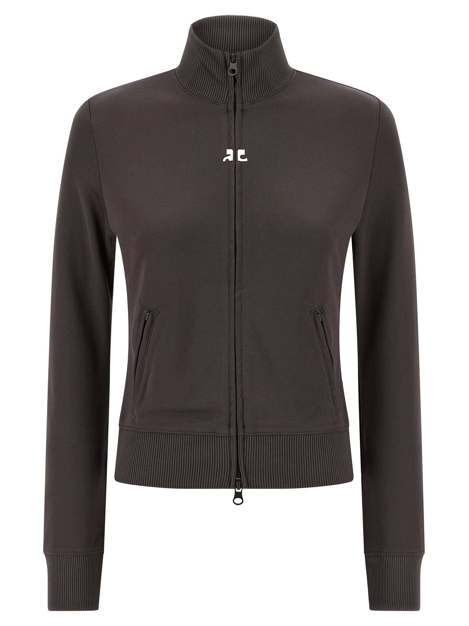 Courreges Logo-Patch Tracksuit Sweatshirt — Charcoal