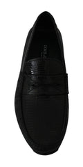 Men's Lizard Leather Flat Black Skin