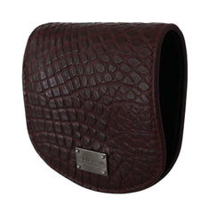 Men's Brown Exotic Skin Pocket Condom Case Holder Caimano Leather Accessory
