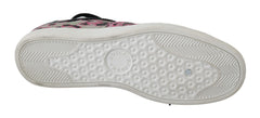 Women's Pink Leopard Print Training Leather Flat Sneakers