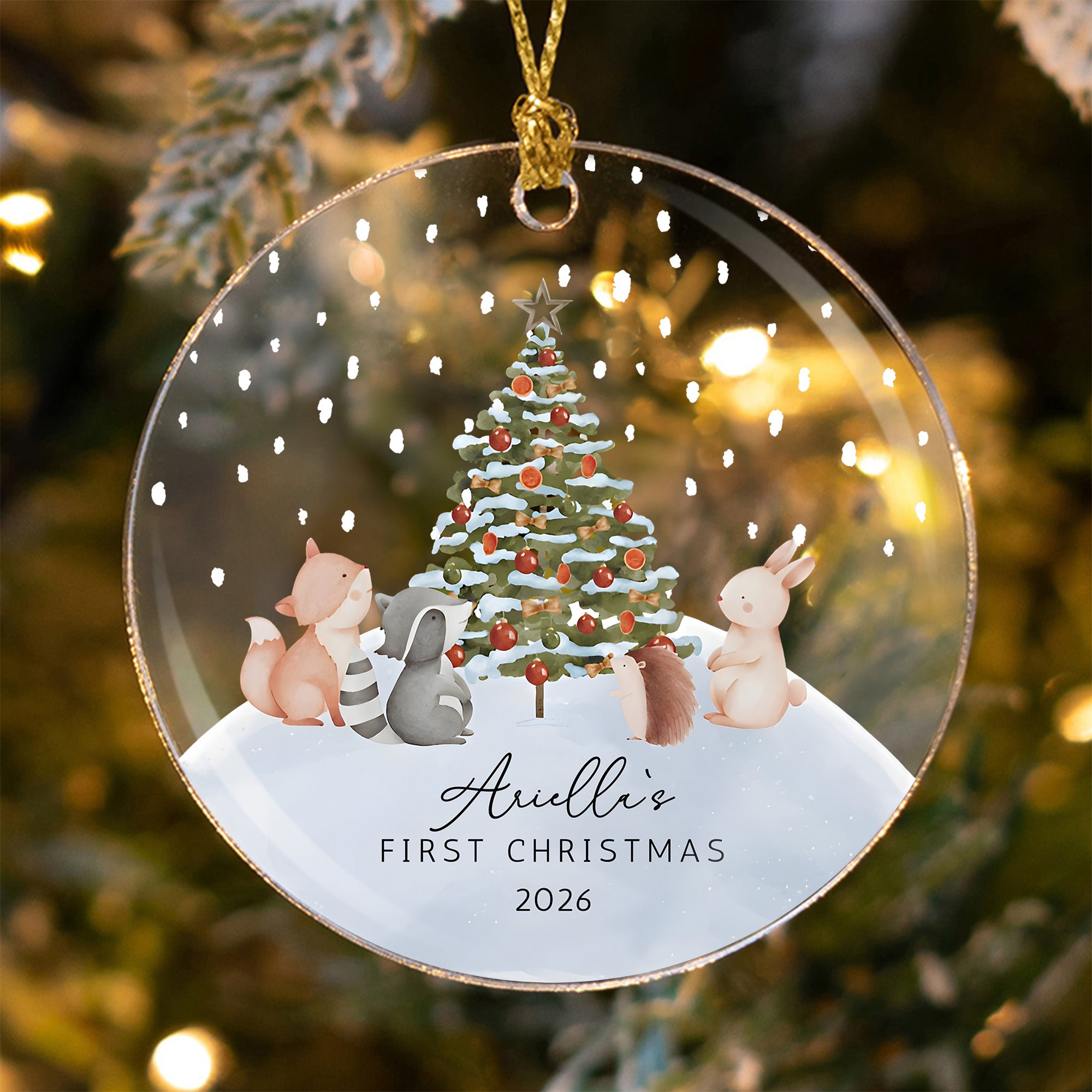 Adorno de acrílico transparente personalizado con nombre y año para la 1ª Navidad del bebé Regalo de Navidad para la fiesta del bebé recién nacido