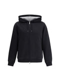 Brunello Cucinelli Cotton-Blend Drawstring Hoodie — Black