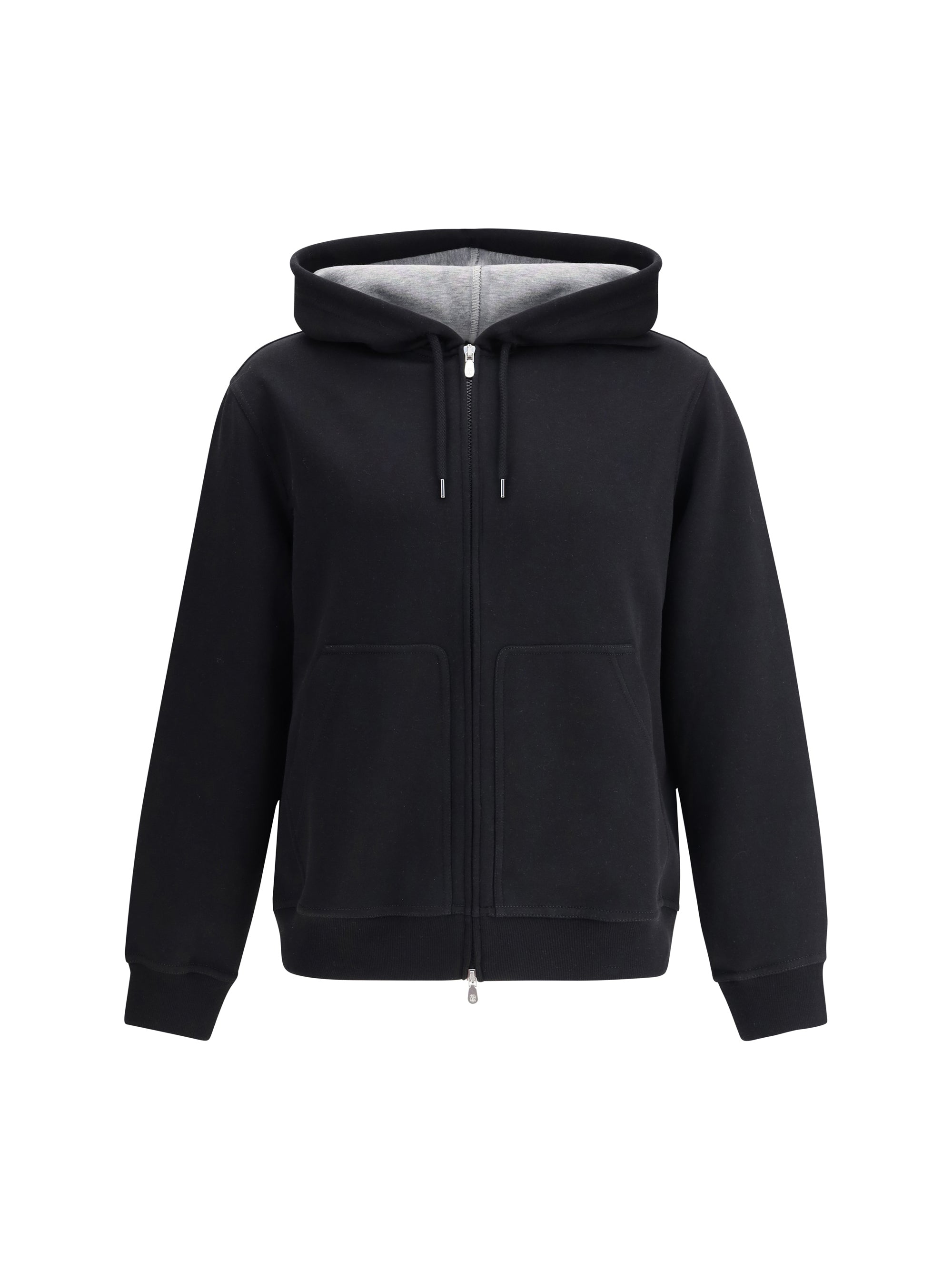 Brunello Cucinelli Cotton-Blend Drawstring Hoodie — Black