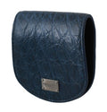 Men's Blue Holder Pocket Wallet Exotic Skin Condom Case Caimano Leather