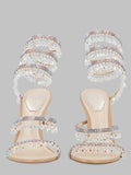 René Caovilla Chandelier Heeled Sandal — Beige