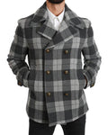 Men's Gray Check Wool Cashmere Coat Jacket Clothing