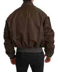 Men's Brown Beaded Crown Skull Logo Jacket Nylon Clothing