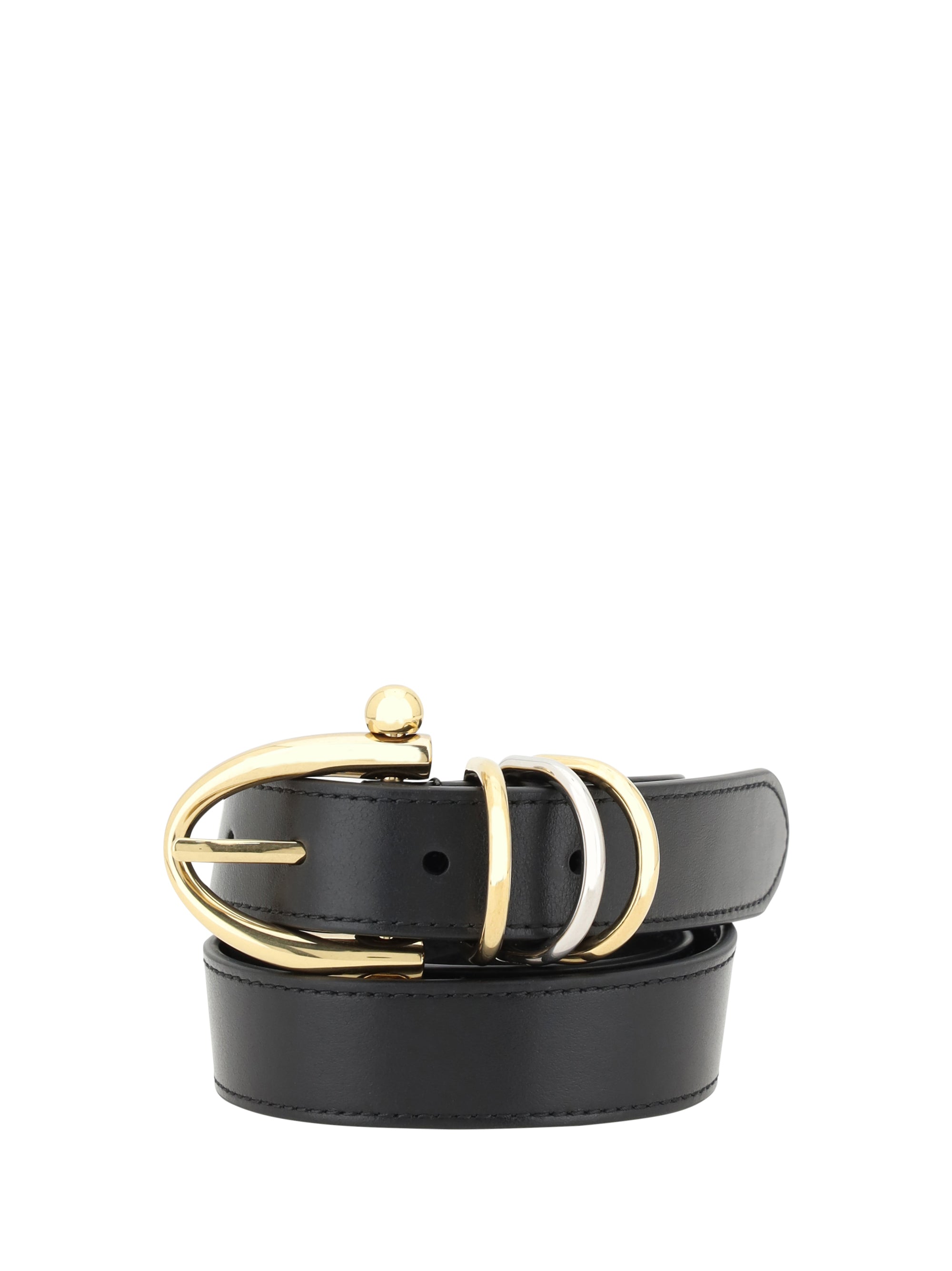 Chloé Leather Bracelet with Gold-Tone Hardware Belt — Black