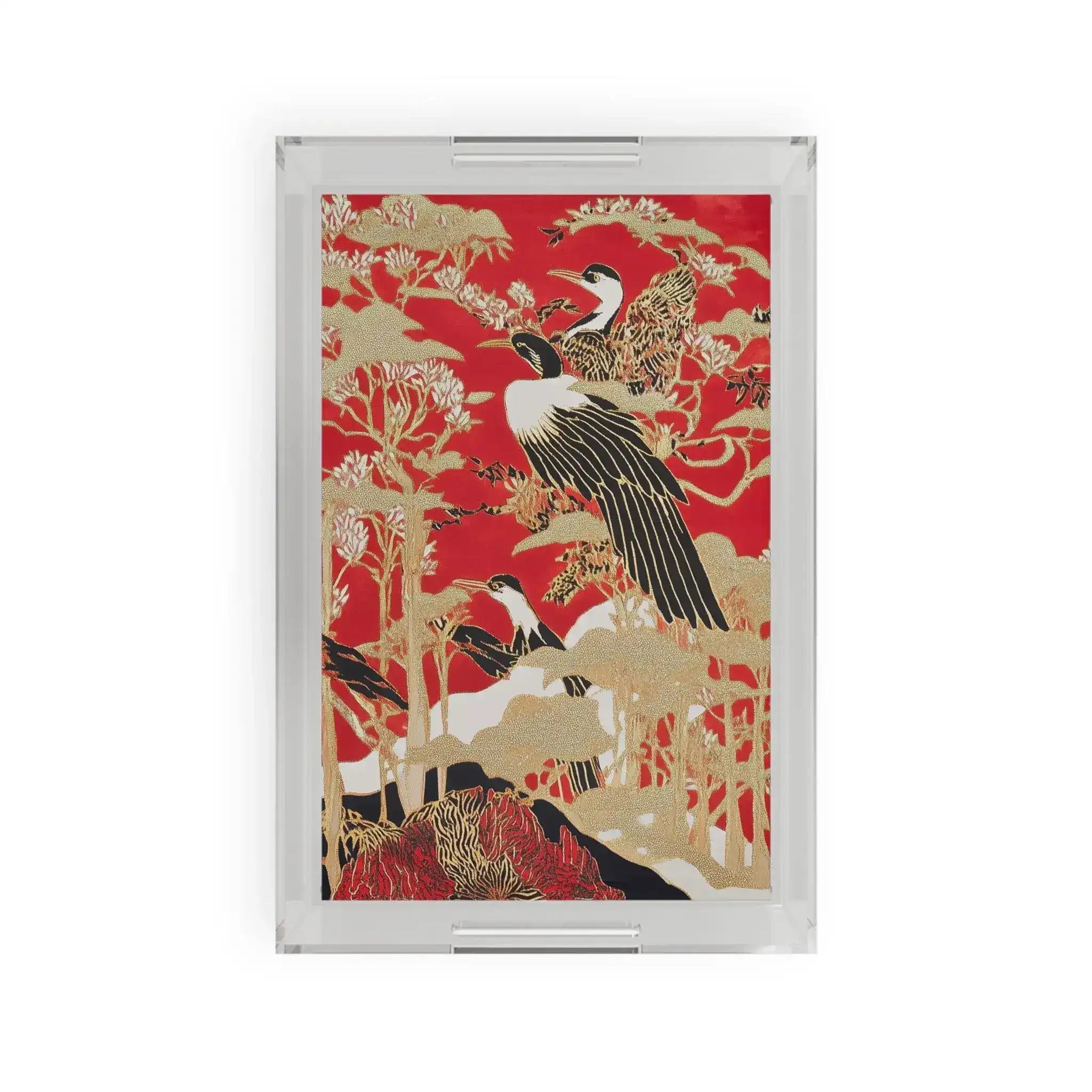 Golden Crane Garden Serving Tray
