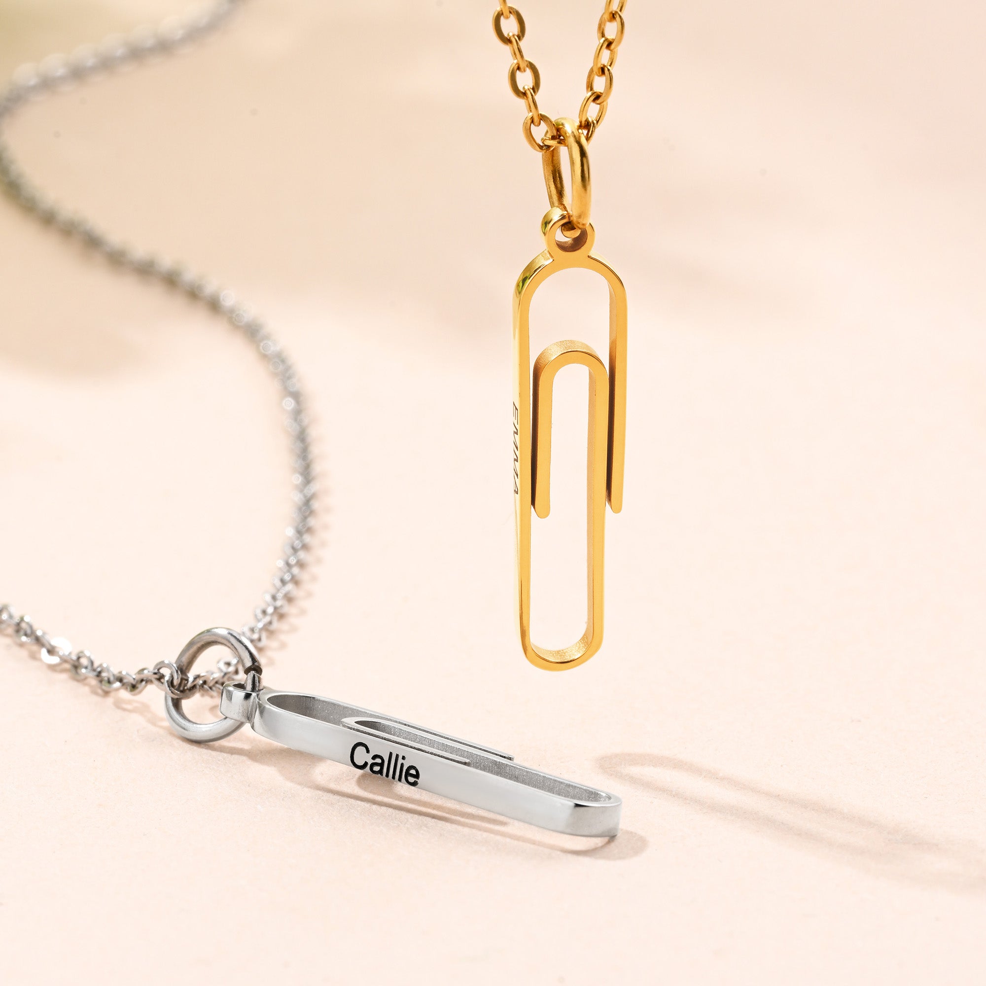 Collar personalizado con sujetapapeles y nombre grabado Joyería de moda Uso diario Regalo de cumpleaños para mujeres Oficinistas