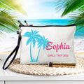 Bolsa de Maquillaje de Lino Personalizada con Nombre y Correa de Muñeca para Cumpleaños Fiesta de Playa Regalo para Damas de Honor