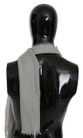 Men's Gray Fringe Neck Wrap Cotton Scarf