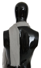 Men's Gray Fringe Neck Wrap Cotton Scarf