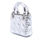 Micro Metallic Crinkled Calfskin Cannage Lady Dior