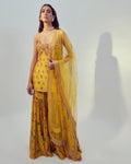 Yellow Printed Sharara Set By KYNAH, Luxury Indian Fashion & Bridal Wear