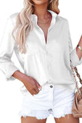 Lapel Long Sleeves Button Down Satin Shirt