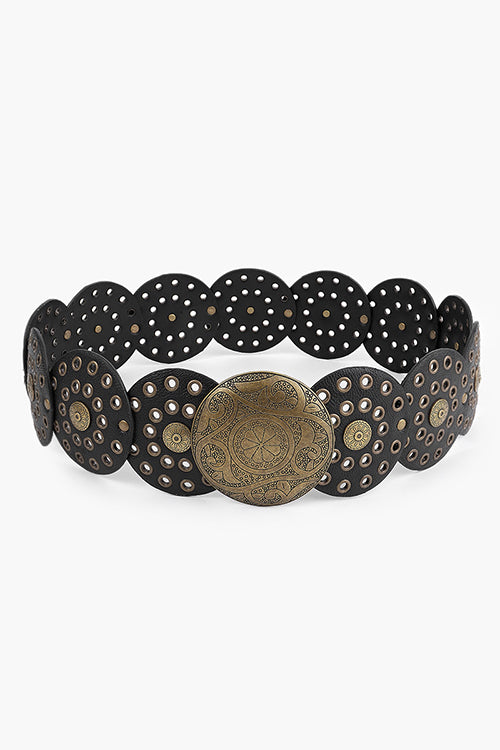 Vintage Rivet Metal Buckle Boho Disic Belt