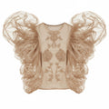 Embroidered Top with Detachable Sleeves | Beige