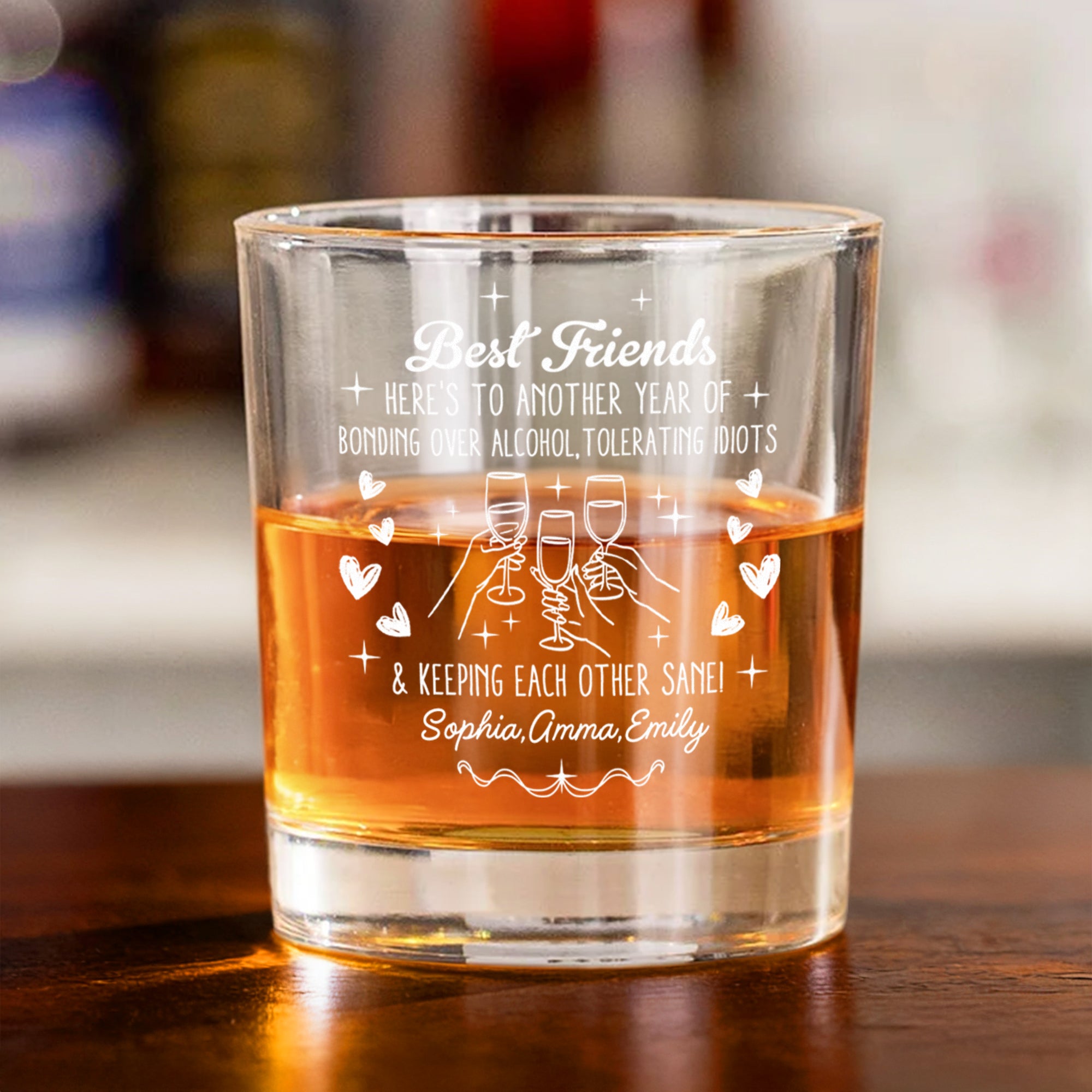 Juego de Vasos para Whisky Personalizados con Nombre de los Mejores Amigos Regalo de Aniversario para los Amantes del Whisky