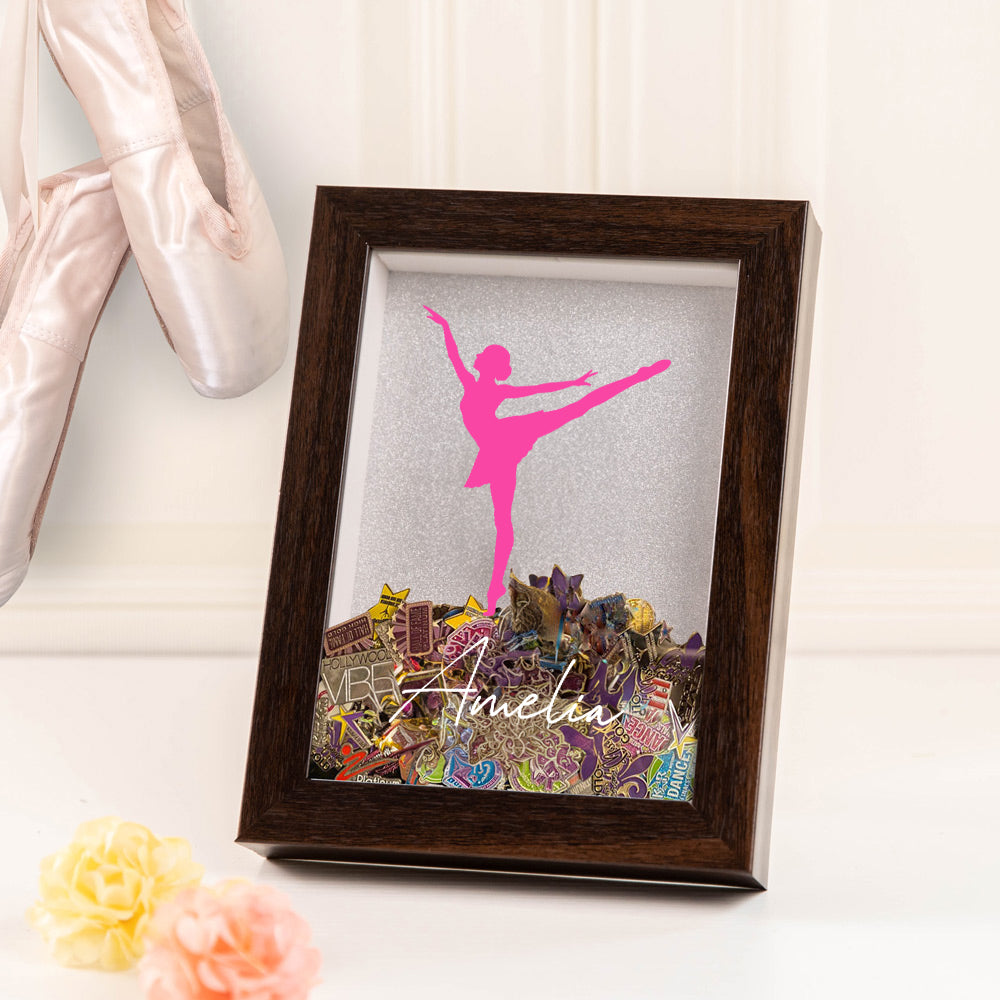 Personalizado Varios Silueta de la danza de madera Shadow Box Marco de fotos de la competencia Pin de almacenamiento con el nombre de decoración del hogar Día del Juego de regalo de cumpleaños para lo
