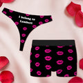 Personalizado Corazón Labio Transpirable Pareja Tanga Calzoncillos Boxer Set con Textos Luna de Miel Viajes San Valentín Regalo para Hombres Mujeres