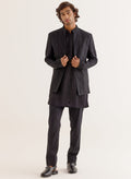 Black Dori Embroidered Kurta And Jacket Set By KYNAH, Luxury Indian Fashion & Bridal Wear