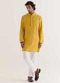 Mustard Yellow Pin Tuck Kurta Set By KYNAH, Luxury Indian Fashion & Bridal Wear