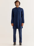 Royal Blue Front-Open Kurta Set By KYNAH, Luxury Indian Fashion & Bridal Wear