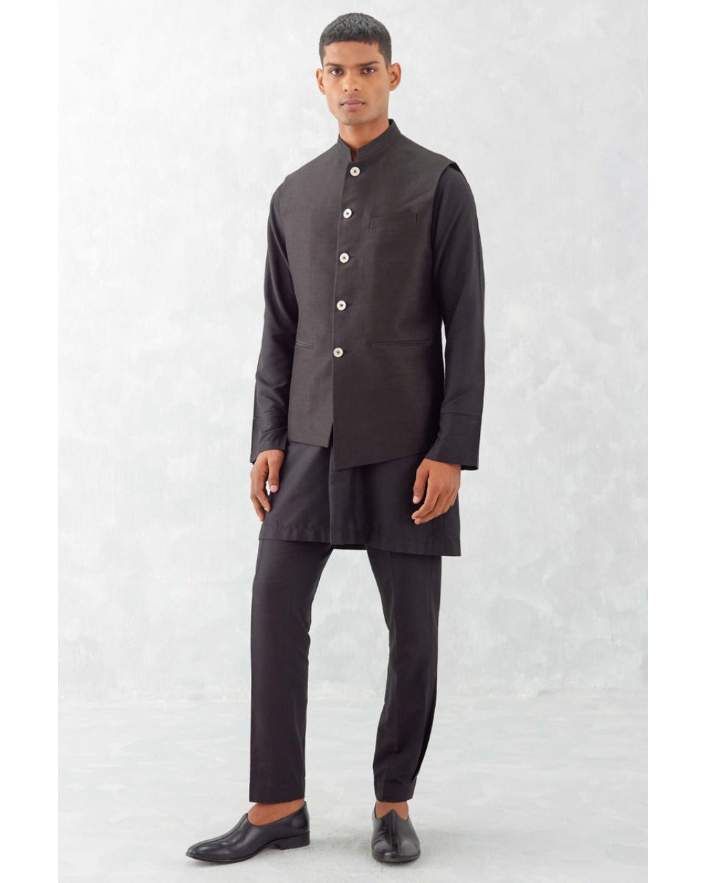 Black Kurta With Bundi Set By KYNAH, Luxury Indian Fashion & Bridal Wear