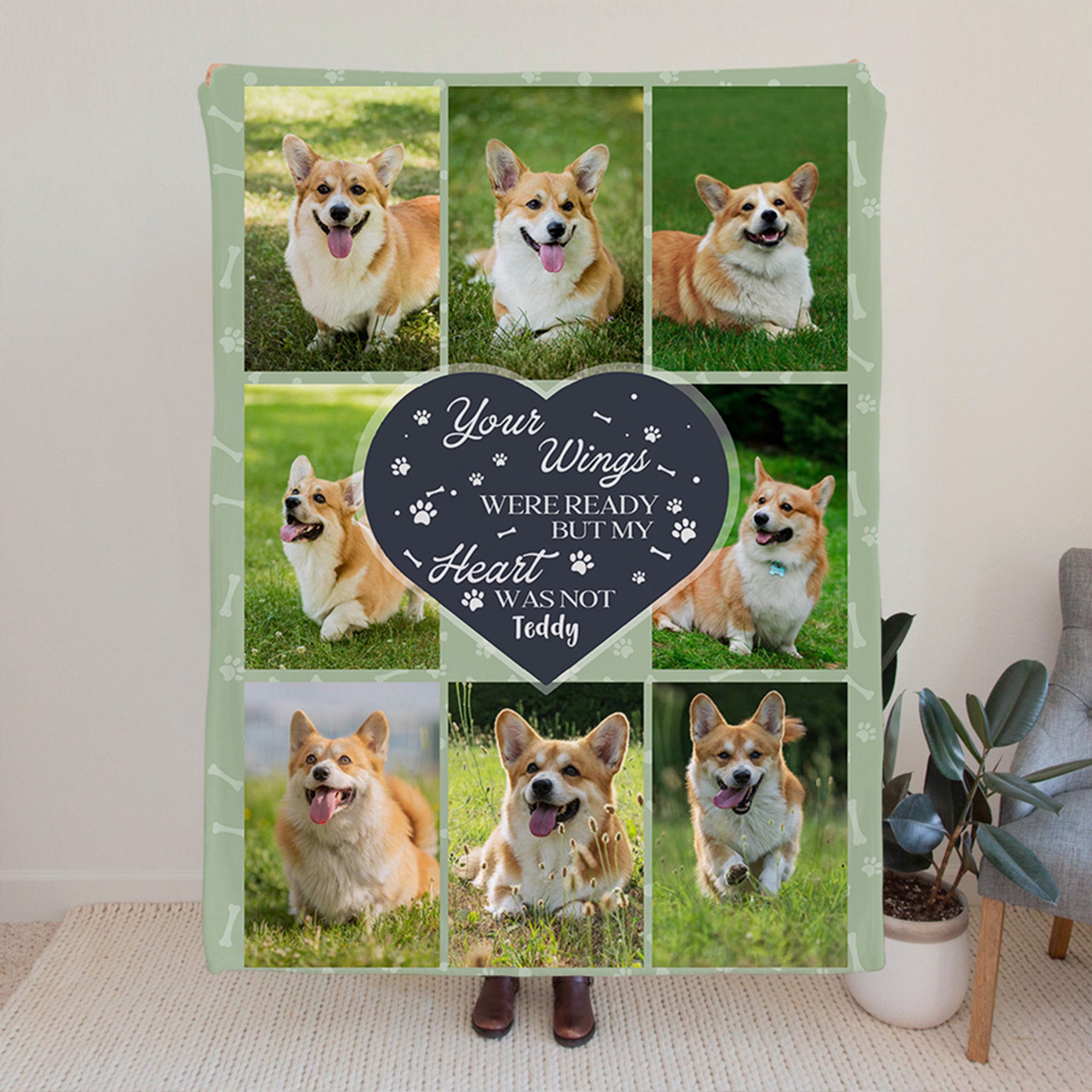 Hueso personalizado con 8 fotos Manta suave con nombre Decoración del hogar Uso diario Regalo de cumpleaños para dueños de mascotas