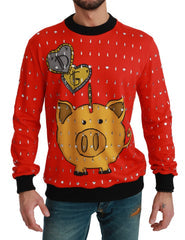 Men's Red Crystal Pig Of The Year Sweater Cotton Clothing