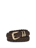 Brunello Cucinelli Woven Calf Leather Belt — Brown