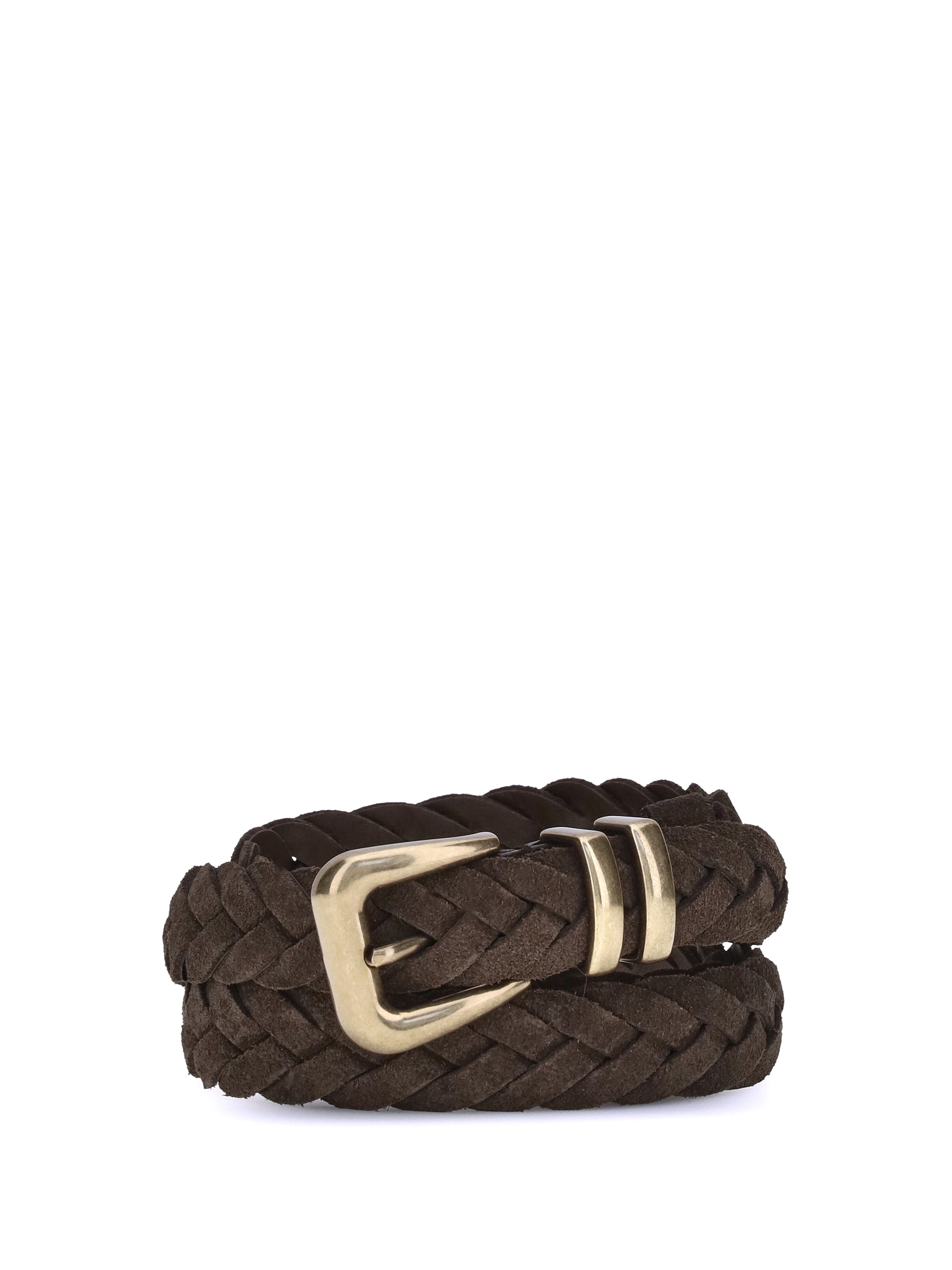 Brunello Cucinelli Woven Calf Leather Belt — Brown