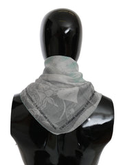 Women's Gray Silk Shawl Foulard Wrap Scarf