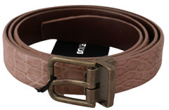 Men's Beige Exotic Skin Gold Buckle Leather Belt Skins