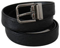 Men's Black Exotic Skin Pattern Silver Buckle Belt