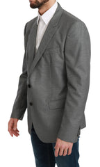 Men's Gray Slim Fit Formal Martini Blazer Polyester Wool Nylon Clothing