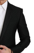 Men's Black Slim Fit Coat Jacket Martini Blazer Virgin Wool Rayon Clothing