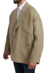 Men's Beige Jacket Coat Jute Blazer Clothing