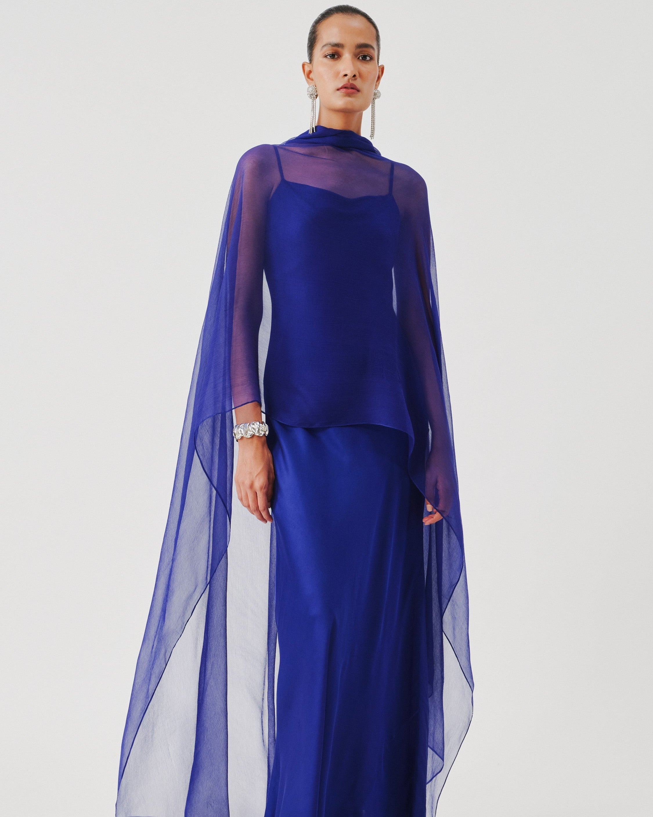 Tyra Slip Dress In Blue By KYNAH, Luxury Indian Fashion & Bridal Wear