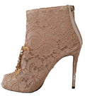 Women's Pink Crystal Lace Booties Stilettos Shoes Cotton