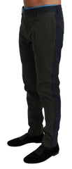 Men's Blue Gray Stripes Trouser Cotton Pants Nylon