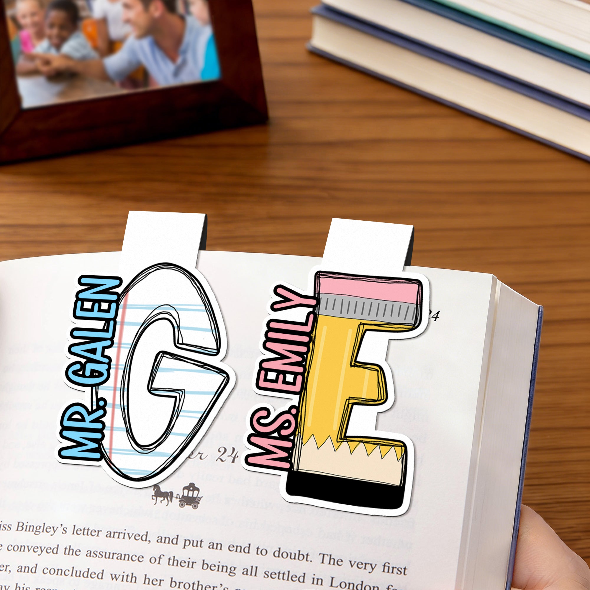 Clip magnético para marcapáginas con nombre Personalizado Papelería Diseño Inicial Agradecimiento al Profesor Regalo de Vuelta al Cole para Profesores Estudiantes Niños