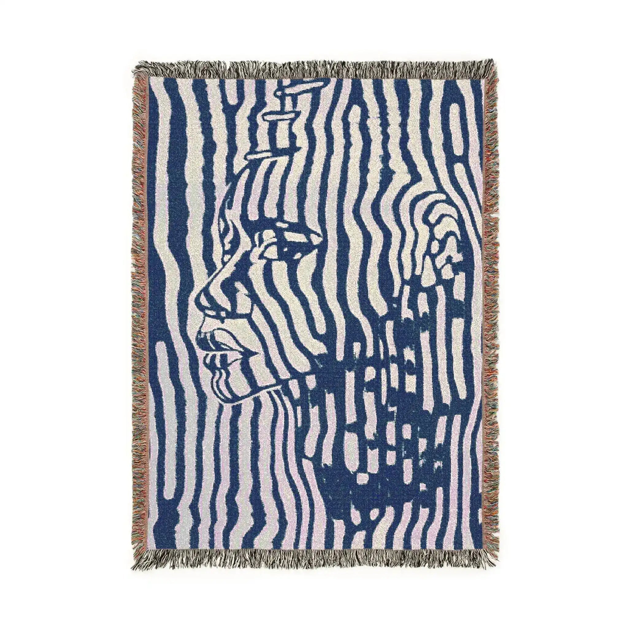 Modern Optical Portrait Woven Blanket