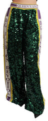 Women's Green Sequin Trousers Queens Angel Pants Polyester