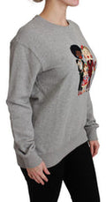 Women's #dgfamily Embroidered Cotton Sweatshirt Gray Sweatshirts