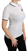 Women's White Cotton Polo #dgfamily T-Shirt